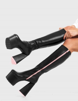 Lamoda Larges Eyed Plateforme Knee High Boots Noir Rose | 329187NHA
