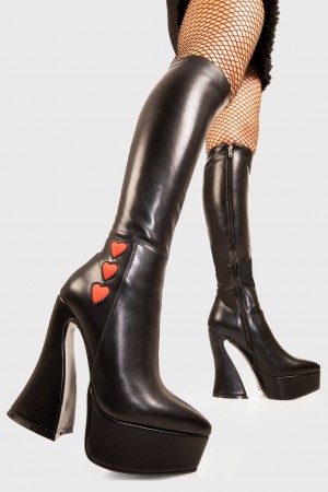 Lamoda Love Potion Larges Calf Plateforme Knee High Boots Noir | 820357SGJ