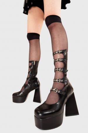 Lamoda Padlock Plateforme Calf Boots Noir | 753261WQF